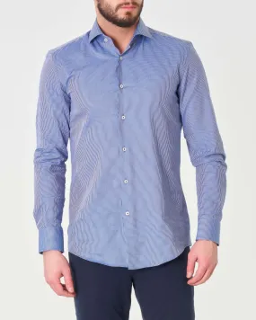 Camicia blu indaco Spread regular fit in cotone stretch armaturato con colletto aperto alla francese