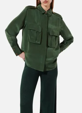  KARMA KOMA   INDIANA - Camicia dritta con colletto classico in misto seta | Verde