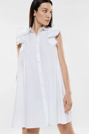 Mini abito oversize in puro cotone con volant
