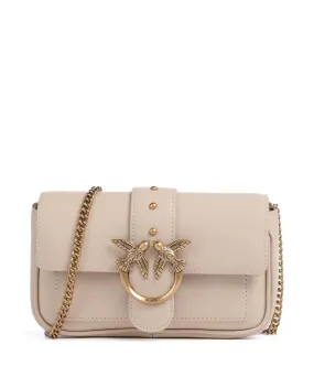  Pinko Love One Borsa a tracolla pelle a grana fine beige  